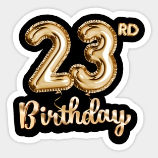 23rd Birthday Gifts - Party Balloons Gold Sticker